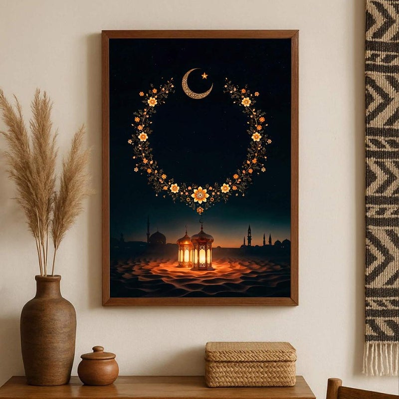 ماركتنا لوحة قماشية بتصميم شهر رمضان المبارك مع برواز مجوف , قطعة واحدة, بمقاس 60×90سم - Image 1